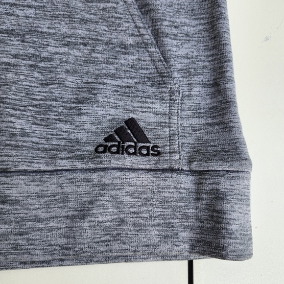 NWT Adidas Charcoal Gray Green Logo Pullover Fleece Hoodie Kids M (10-12) - Picture 2 of 8